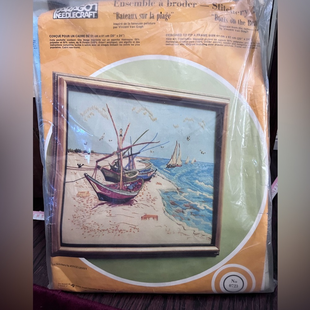 Paragon Vintage/Rare “Boats on the Beach” Needlpoint Kit